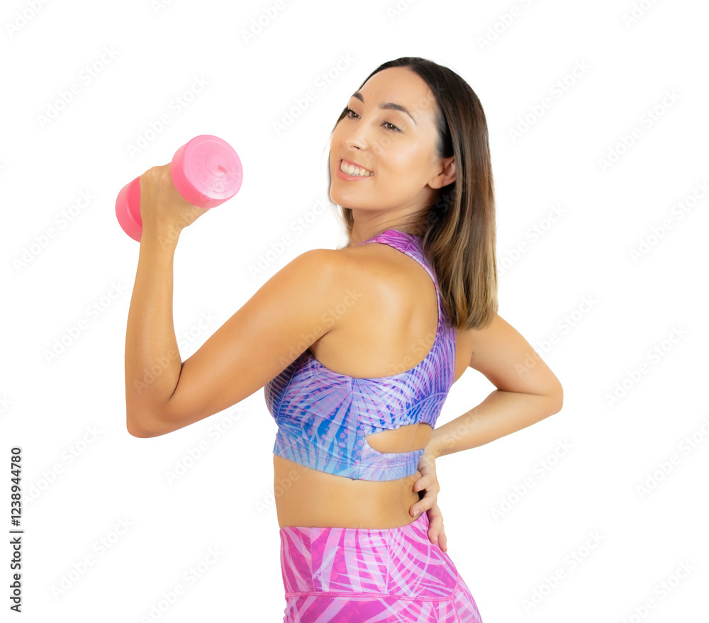 Young sport woman with a dumbbell isolated over transparent background. PNG transparent. Young sport woman with a dumbbell isolated over transparent background. PNG transparent.