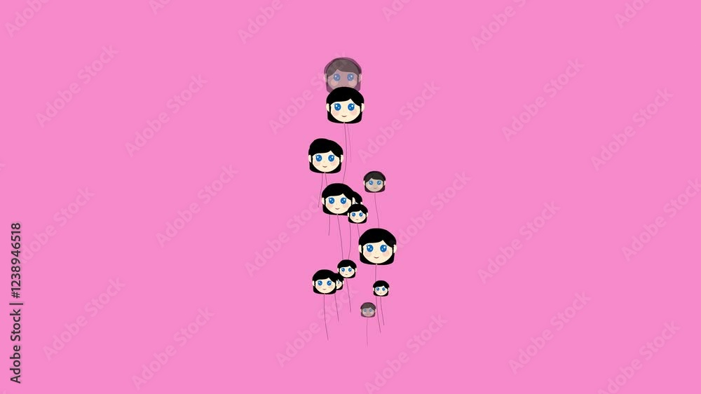 Girl smiley face balloons floating up animation on pink screen, Balloons fly up movement, Decoration elements, Cartoon girl, fly, 2d animation, pink background, Balloon festival, Birthday Girl smiley face balloons floating up animation on pink screen, Balloons fly up movement, Decoration elements, Cartoon girl, fly, 2d animation, pink background, Balloon festival, Birthday