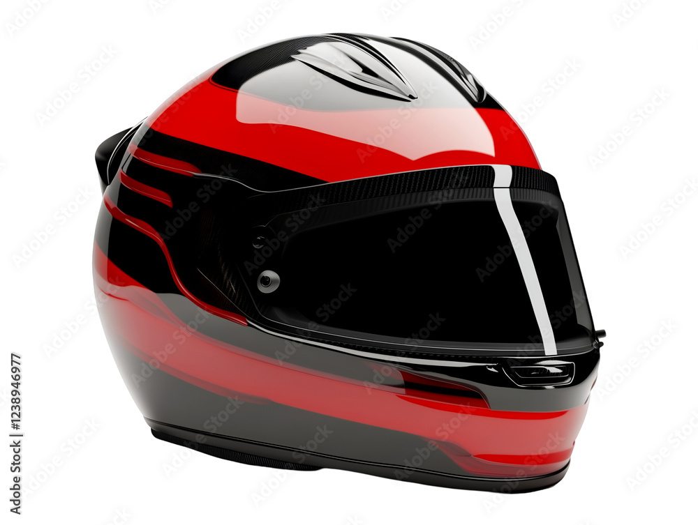 Red and black motorcycle helmet with a sleek aerodynamic design and a tinted visor for enhanced safety and style on the road, isolated on transparent background, PNG, cut out Red and black motorcycle helmet with a sleek aerodynamic design and a tinted visor for enhanced safety and style on the road, isolated on transparent background, PNG, cut out