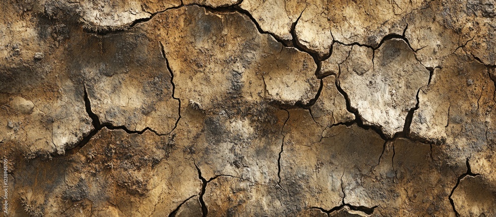 Fototapeta premium Cracked dry earth texture background with natural patterns and colors suitable for various design projects Copy Space