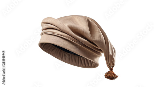 Elegant Beige Sleep Cap with Tassel Soft Comfortable Nightcap