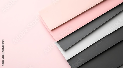 Abstract layered paper design in pink and grey tones