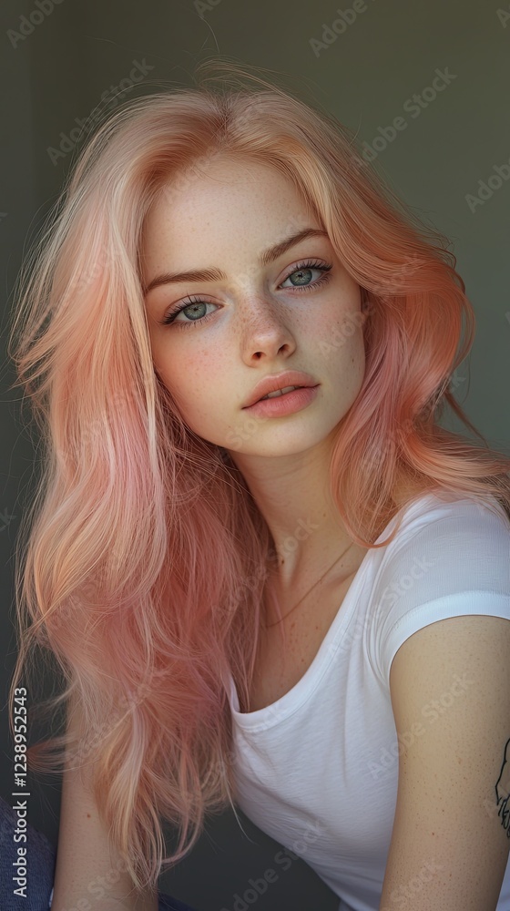 Rose gold hair with peach undertones, styled in romantic waves. pic Rose gold hair with peach undertones, styled in romantic waves. pic