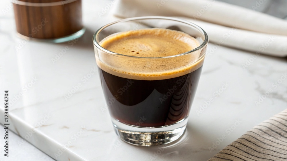 Elegant Coffee Glass on White Background - High-Detail Photography Elegant Coffee Glass on White Background - High-Detail Photography