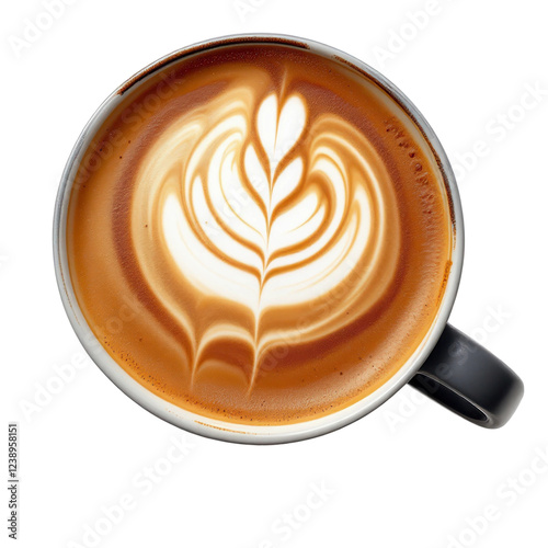 Cup of latte coffee on transparent background