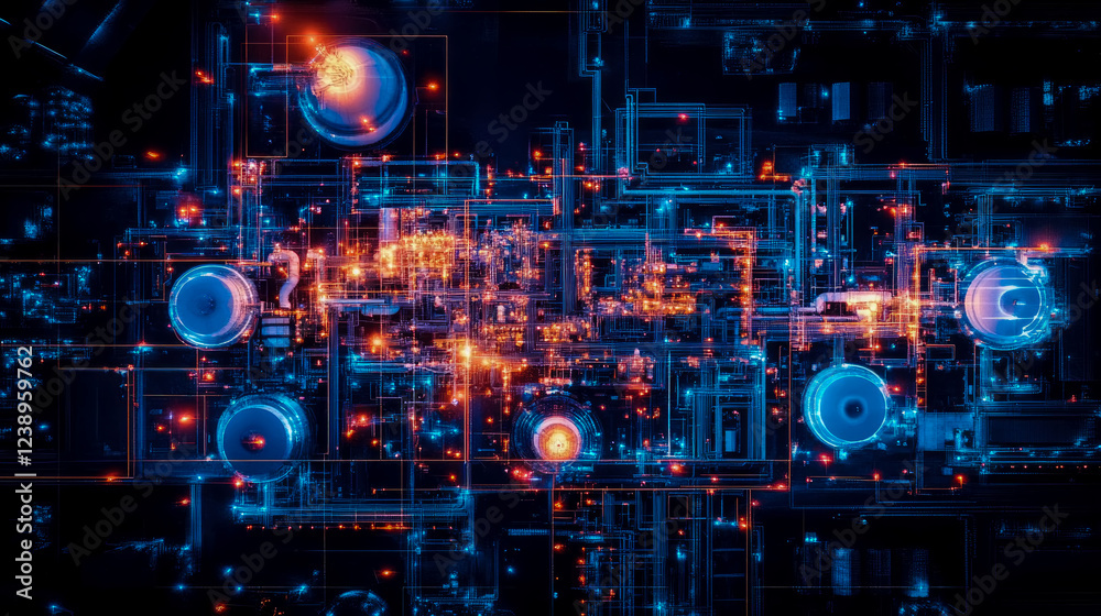Cybernetic Cityscape: A Network's Glow Cybernetic Cityscape: A Network's Glow
