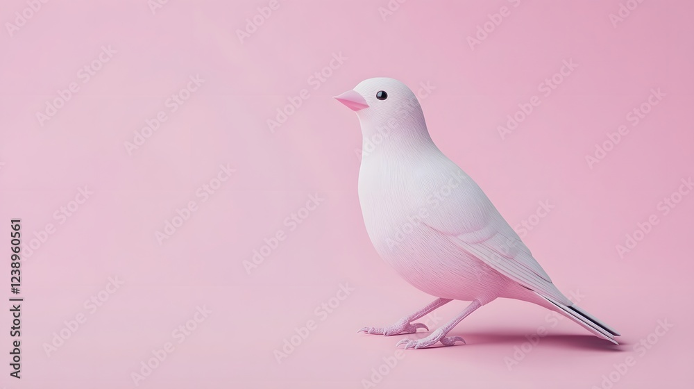 Obraz premium Detailed Porcelain Bird Figurine Perched on Pastel Purple Background