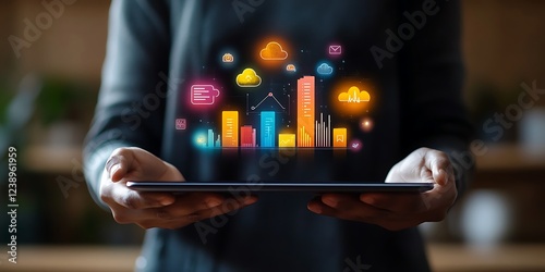 Online advertising concept Digital Marketing Strategies and Goals SEO PPC Ads on internet Ads dashboard digital marketing strategy analysis for branding.