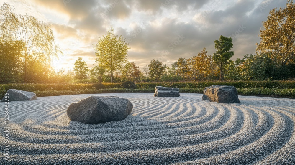 Naklejka premium Serene Zen Garden at Sunrise