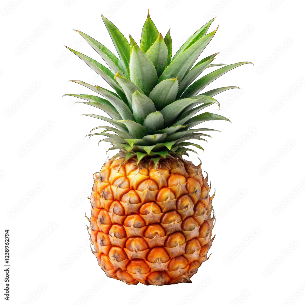 Fototapeta premium Ripe sweet pineapple fruit isolated on food diet juicy green fresh tasty on transparent background
