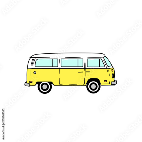 Yellow classis vw kombi or combi or Vans or bus Isolated Background