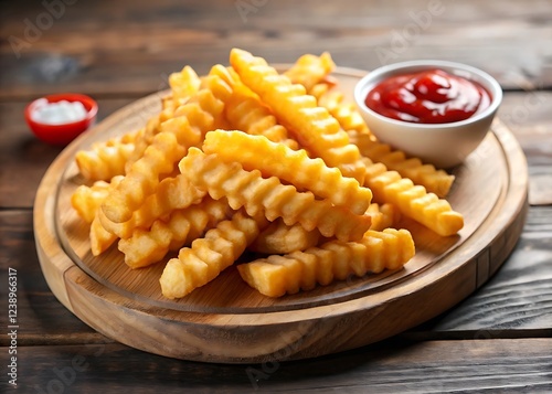 Wallpaper Mural Crispy crinkle cut french fries with ketchup Torontodigital.ca