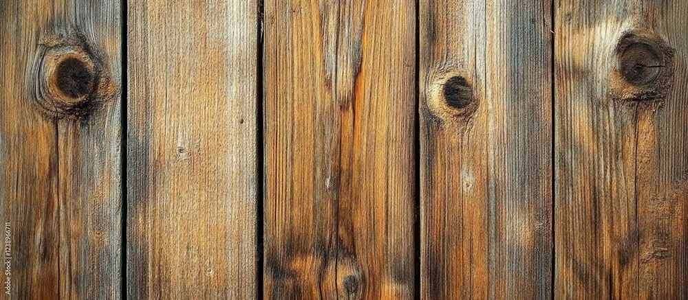 Fototapeta premium Wooden Plank Wall Background Texture with Knots and Grain Patterns ideal for Design Projects Copy Space