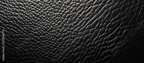 Black leather texture background with detailed grain pattern suitable for design projects and textures with Copy Space photo