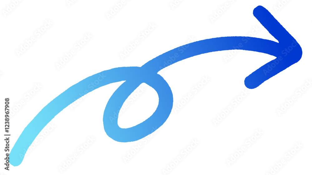 一回転している上向きの矢印(青と水色のグラデーションver.)