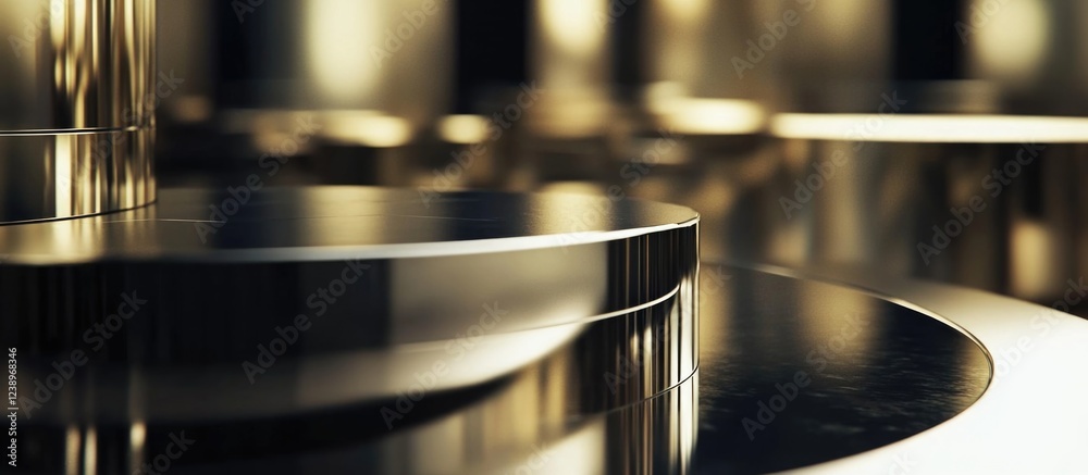 Abstract metallic background with circular shapes and reflections, suitable for modern design projects with Copy Space. Abstract metallic background with circular shapes and reflections, suitable for modern design projects with Copy Space.