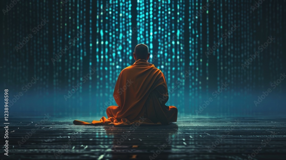 Reflective Monk In An Abstractive Digital Realm Reflective Monk In An Abstractive Digital Realm