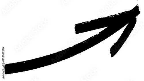 右上への上昇矢印　勢いのあるマジックの手描き風　黒色ver.