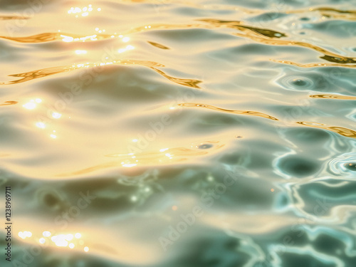 Golden Sunlit Water Ripples with Reflective Glow
