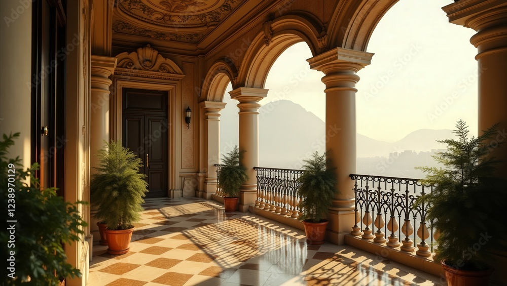 Obraz premium Baroque design of modern Balcony, cinematic photography