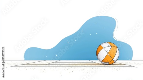 Colorful Beach Ball on Sand with Abstract Background and Minimalist Design Elements photo