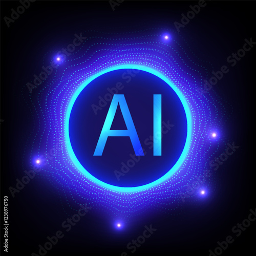Digital technology AI quantum background. Ring circuit technology concept. Design for connection chipset cloud communiction computer concept connection processor