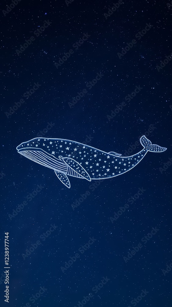 Fototapeta premium Starry Whale in the Night Sky � Enchanted Celestial Background