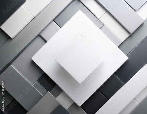 modern white and light grey overlapping square banner with copy space