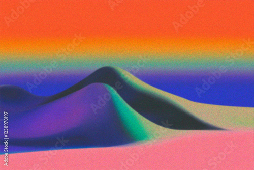 Abstract Vivid Grainy Gradient Background, Mountains landscape 