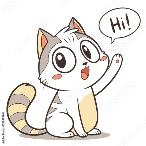 cute cat say hi by showing hand