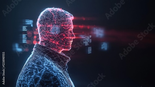 Fototapeta Naklejka Na Ścianę i Meble -  Digital Abstract Human Figure with Futuristic Data Visualization Effect