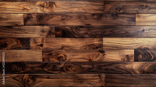 Dark Brown Wooden Floor with Staggered Planks