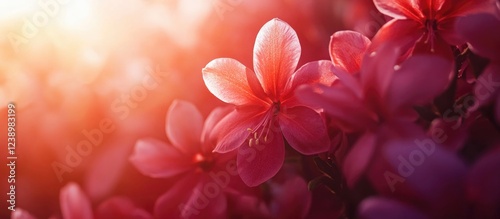 Close-up of pink flowers with soft lighting and blurred background, showcasing natural beauty and vibrant colors, suitable for floral themes. Copy Space