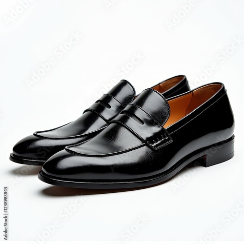 High-Quality Black Leather Loafers: Sleek and Stylish Stylish Design with Glossy Finish photo