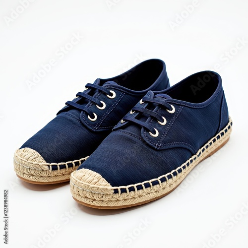 Sleek Navy Canvas Espadrilles with Jute Sole for Stylish Footwear photo