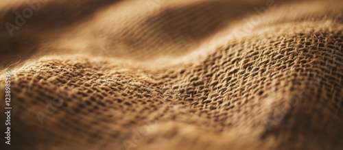 Close-up of textured natural woven fabric in earthy brown tones with soft folds and lines ideal for background use Copy Space photo