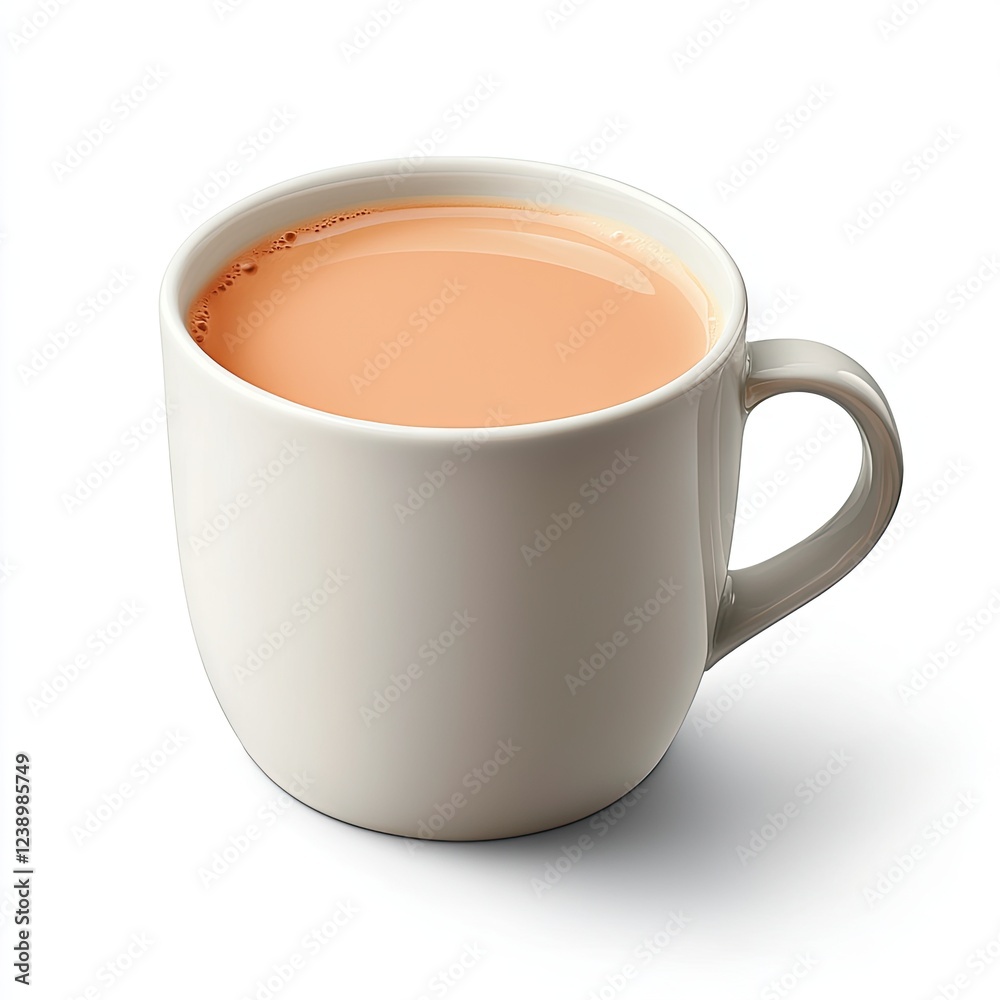 Creamy tea mug, studio shot, white background, breakfast drink Creamy tea mug, studio shot, white background, breakfast drink