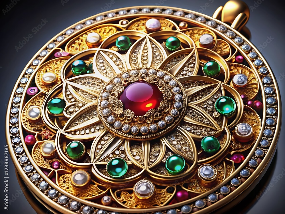 Obraz premium Intricate Gemstone Medallions on Transparent Background