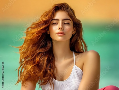 woman relaxing on beach towel with ocean view