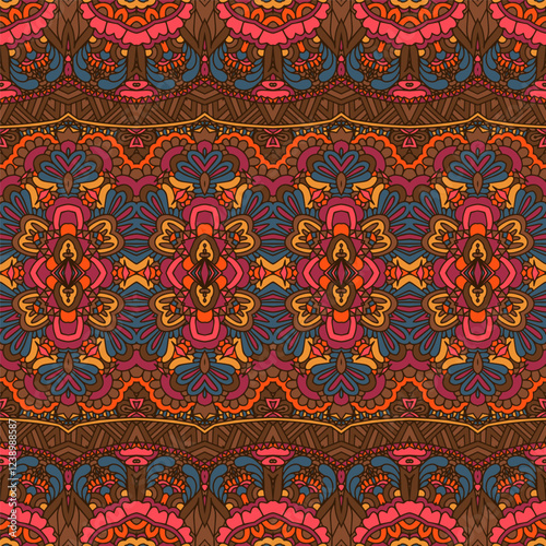 Abstract geometric doodle shapes seamless pattern ornamental. Textile ethnic vintage print vector ethnic hand drawn
