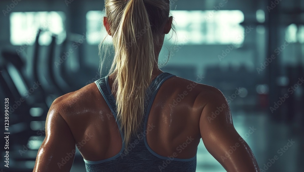 Sweaty Back of a Woman After an Intense Workout Session at the Gym Sweaty Back of a Woman After an Intense Workout Session at the Gym