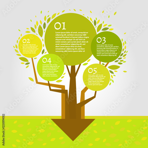 Beautiful bio infographics with a summer tree