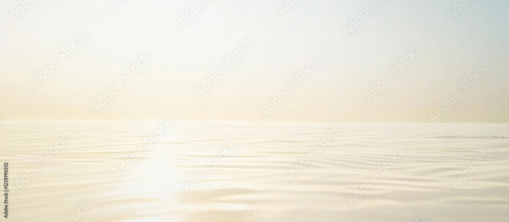 Obraz premium Minimalist serene ocean view with soft pastel colors and gentle waves reflecting light, featuring ample Copy Space for text placement.