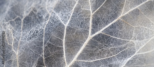 Close-up of a dry leaf showing intricate vein patterns against a softly blurred background Copy Space