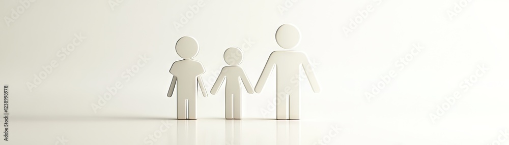 Family unity, white background, simple figures, concept image