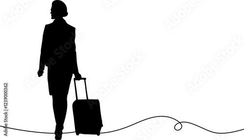 silhouettes of woman with suitcase . air hostess illustration vector silhouette eps2