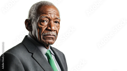 Senior black businessman posing on transparent background photo