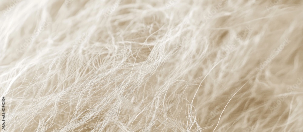 Close-up of soft light beige fluffy texture with fine fibers and copy space for text insertion Close-up of soft light beige fluffy texture with fine fibers and copy space for text insertion