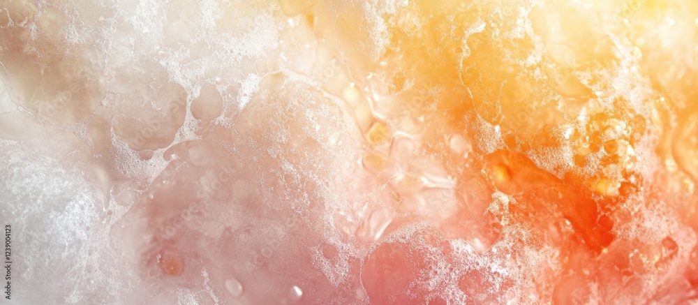 Fototapeta premium Colorful abstract texture of bubbles in orange and white hues with smooth gradients and copy space for text placement