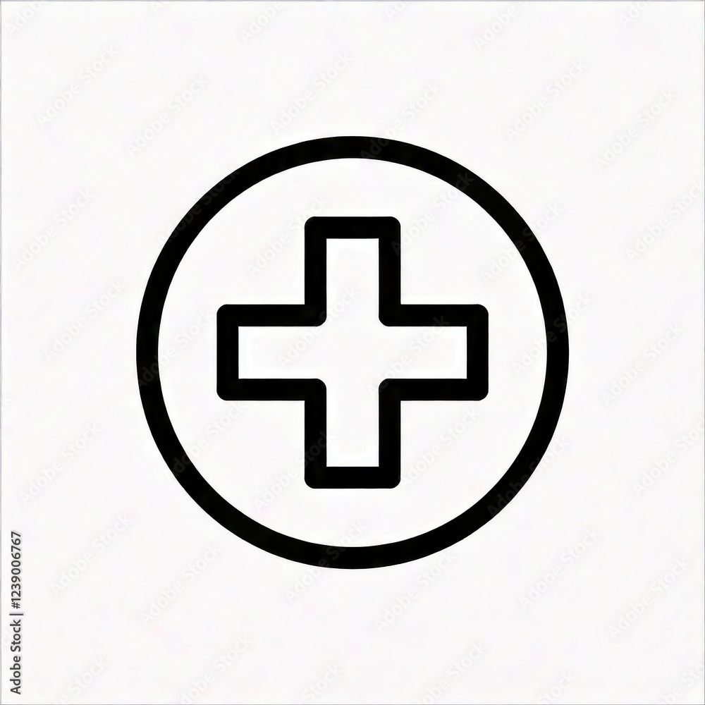 Bold Medical Cross Icon: Minimalist Circular Design Bold Medical Cross Icon: Minimalist Circular Design